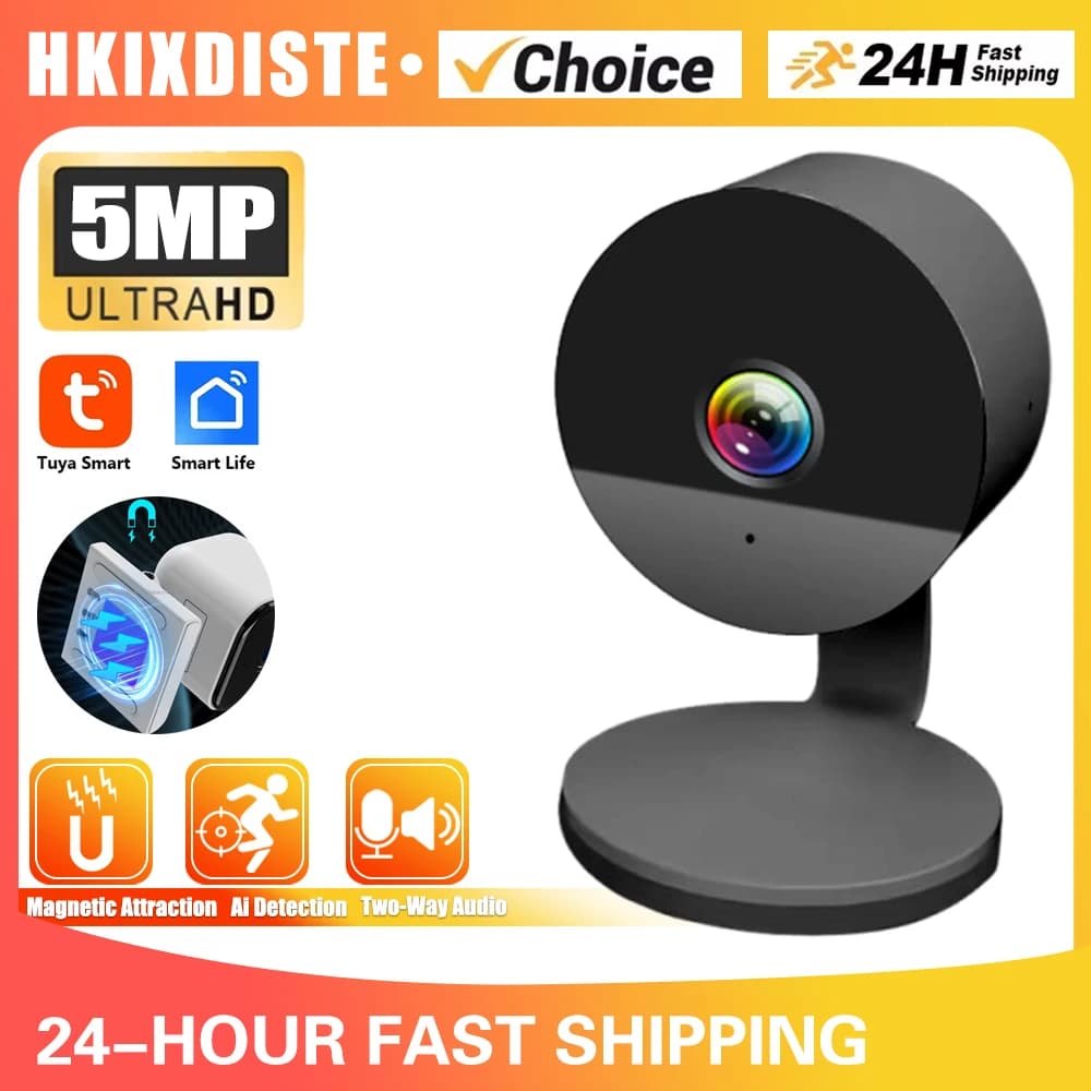 5MP Tuya Telecamera magnetica Wireless Mini Visione notturna a colori Wifi Baby MonitorOutdoor IP66 Wateproof CCTV Videocamera di sorveglianza