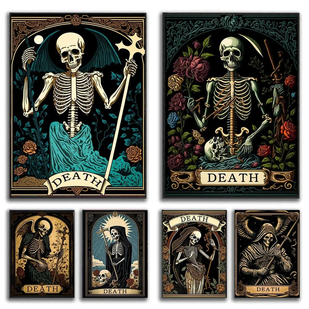 The Death Tarot Card Canvas Art poster e stampe Canvas Dark Style Demonic Modern Paintings on The Wall Art Picture Room Decor