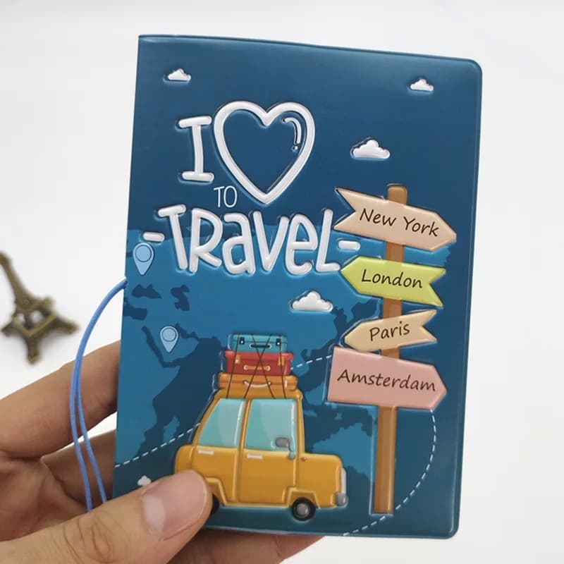 Custodia per passaporto in PVC 3D I Love Travel da 1 pezzo/porta passaporto/portafoglio materiale scolastico per studenti
