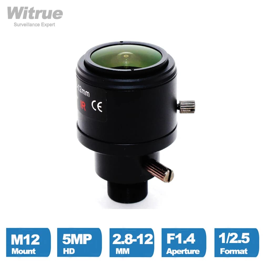 5 MP M12 Mount 2.8-12mm 1/2.5 inch F1.4 varifocal lens with IR Iris fixed focus manual and zoom for action sports camera