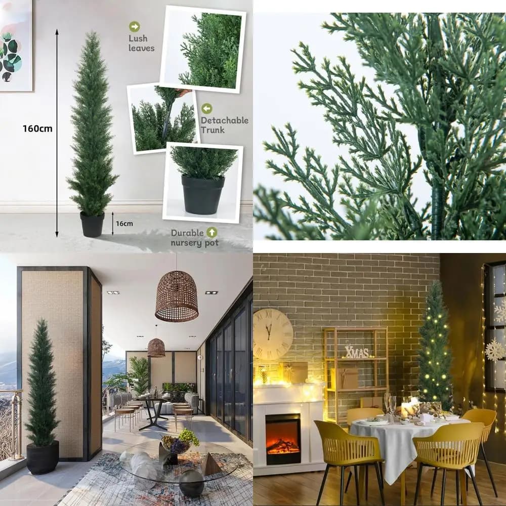 1.5 m Topiary Bosso Trees - Artificial Cypress Plants in Vase for Interior or Exterior Garden Decorations