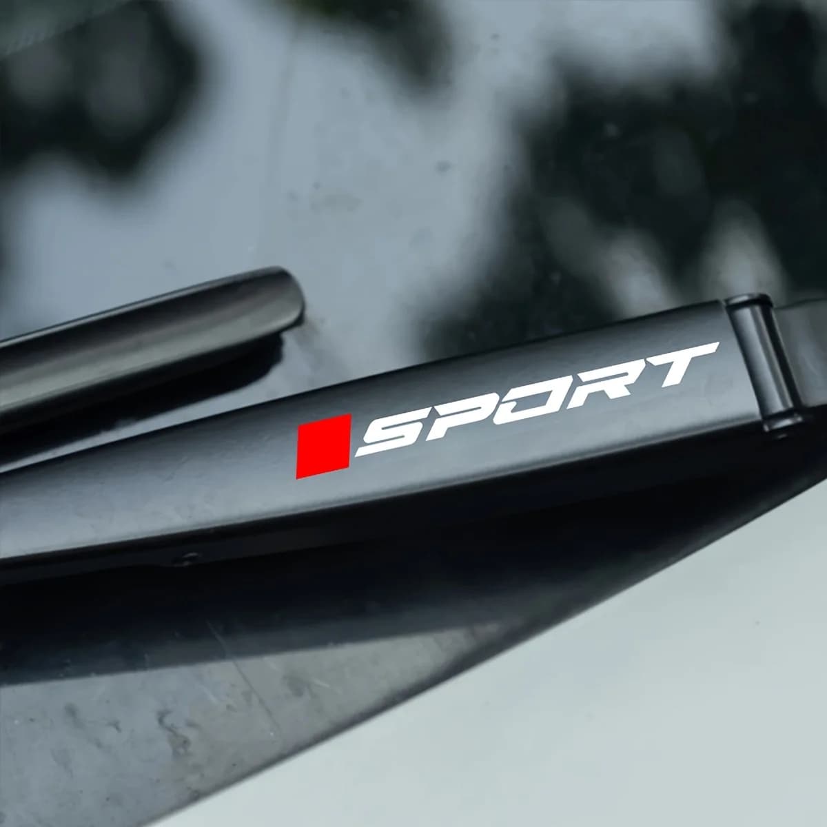 2PCS/SET "SPORT" White & Red Vinyl Car Window Wiper Sticker Self-Adhesive Waterproof Removable for Vehicle Decor