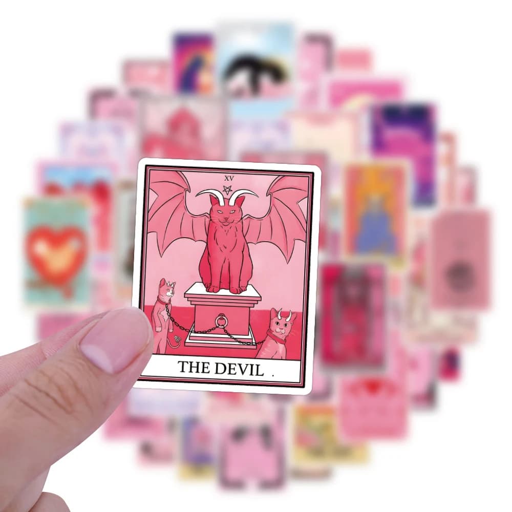 10/30/50/110pcs Carino Rosa Tarocchi Carte Adesivi Estetica Gotica Decorativa Bagagli Scrapbook Valigia Creativo Del Fumetto adesivo