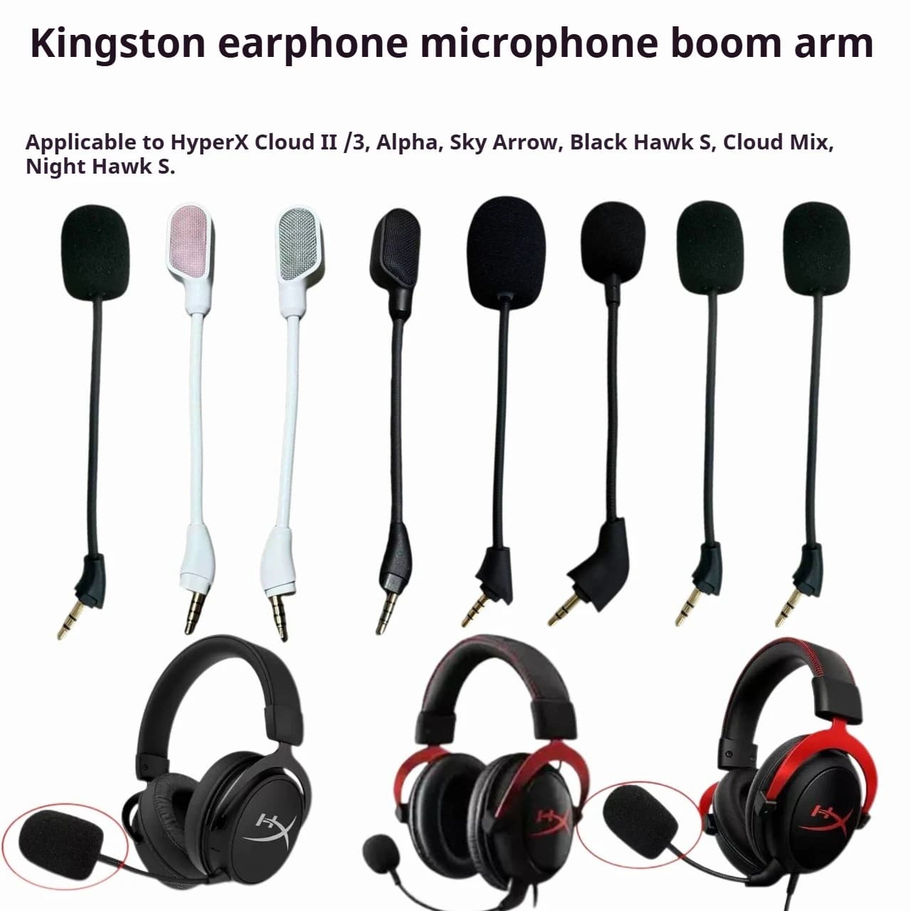 Replacement Microphone for HyperX Cloud2 Cloud3 Cloud Alpha MIX OrbitS RevolverS Flight Headset Detachable Mic