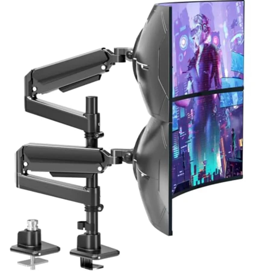 Supporto per monitor per schermi da 32-49 pollici, in acciaio resistente, nero, supporta 7,7-44 libbre, movimento completo, altezza regolabile, con attacco VESA