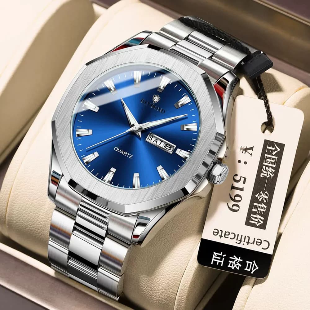 New Automatic Watches For Man High Quality Fashion Quartz Wristwatches Big Blue Dial Swiss Brand Luxury Watch Men Dress Lujo