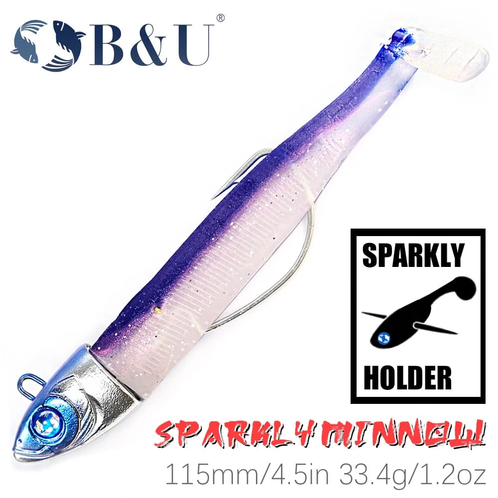 B&U Sparkly Minnow 115mm/33.4g Richiamo di pesca Richiamo morbido Attrezzatura da pesca in acqua salata spigola Jig Bait Bass Luccio Pesca Leurre Souple