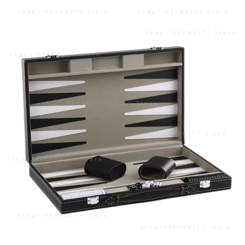Portable Leather Backgammon Board Game Set for Easy Travel and Play