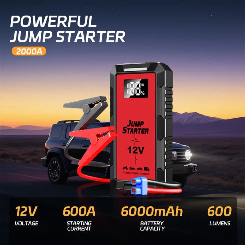 Avviatore di emergenza Accumulatori e caricabatterie di riserva 2000A /1000A Avviamento batteria per auto portatile per dispositivo di avviamento di emergenza per auto 12V