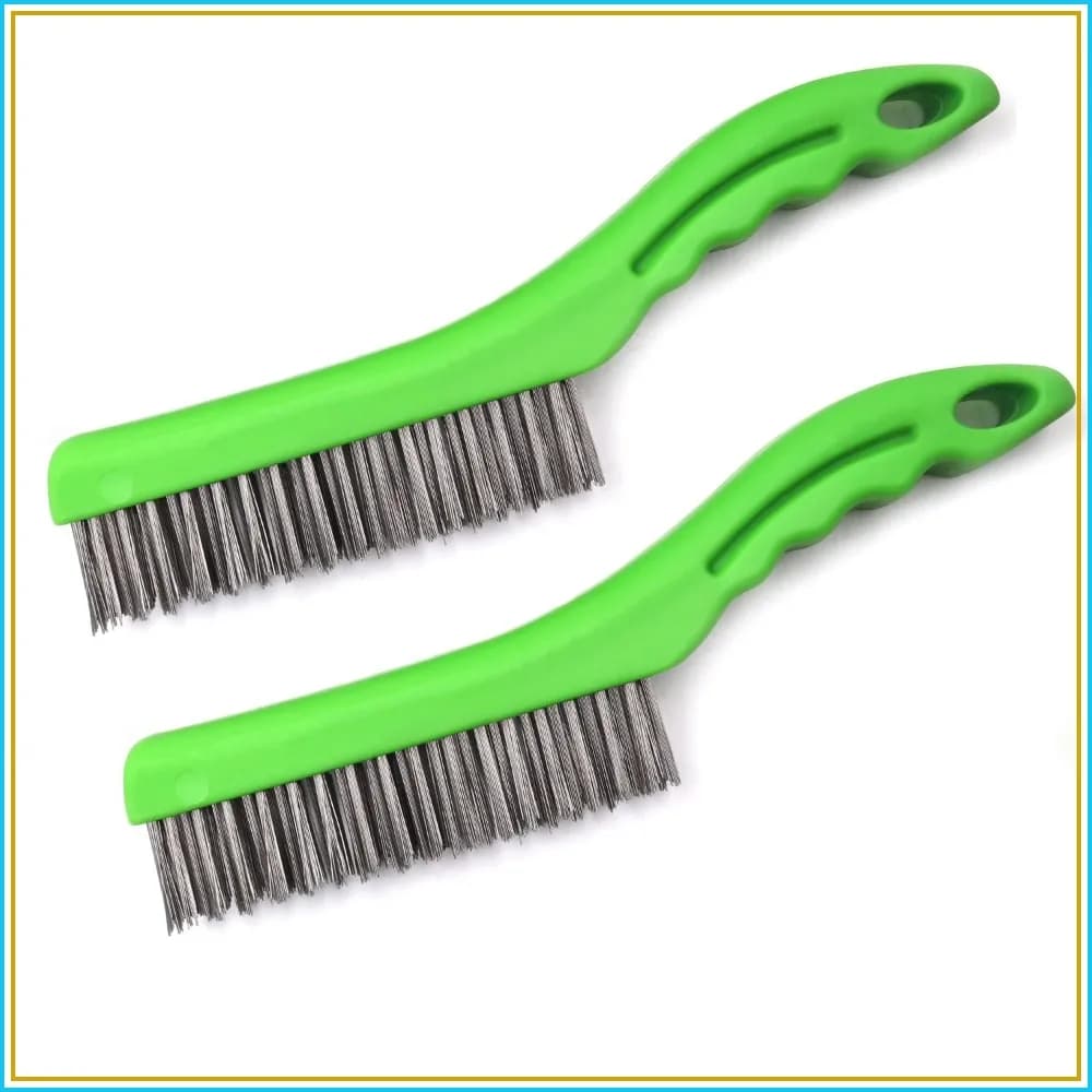 MAXMAN Wire Brush Set 2 PCS, Stainless Steel 10 Inch with Plastic Handle, Descaling Welding Dust Cleaning Tool, Rust Remover for Metal