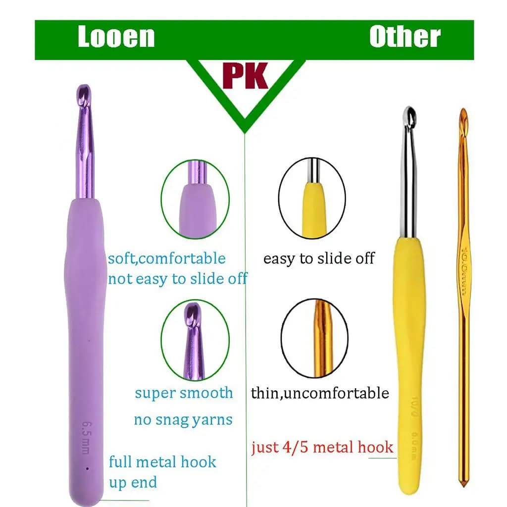 Knitting Toolkits Multicolor Ergonomic Crochet Hooks Kit Crochet Accessories Set for Sweater Scarf Gloves DIY Knitting