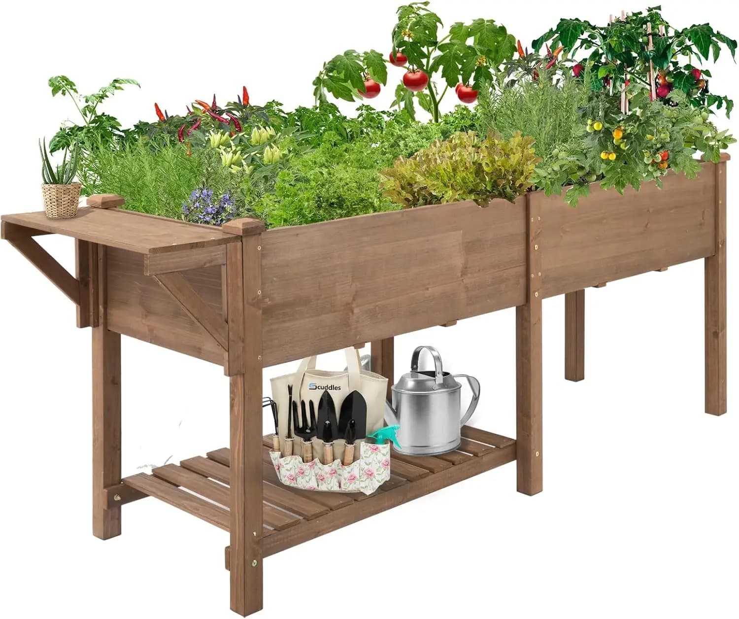Outdoor raised planter with legs, High garden box with legs, Large shelf for vegetables, flowers, aromatic herbs, etc.