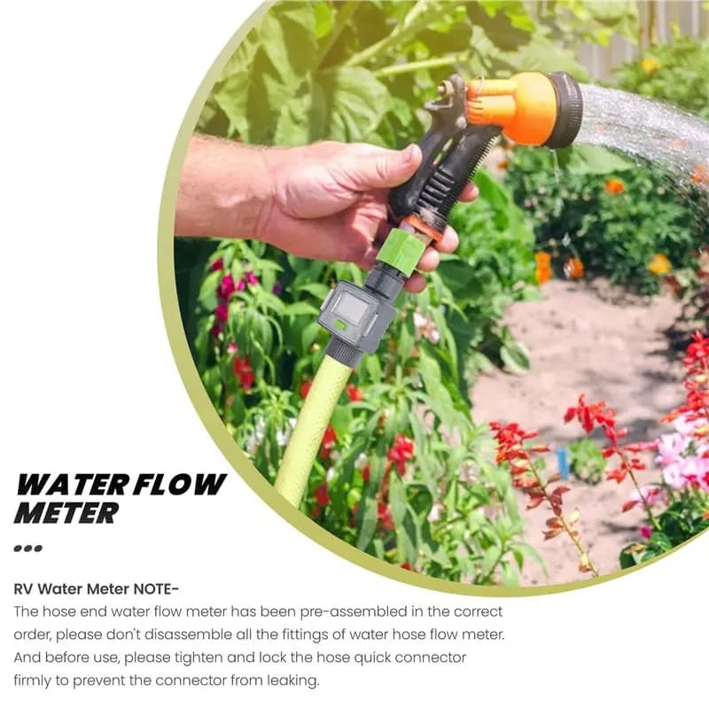 ABLN-3X Digital Water Flow Meter IPX6 Garden Hose Water Calculate Consumption Water Flow Rate 3/4Inch Thread Connectors