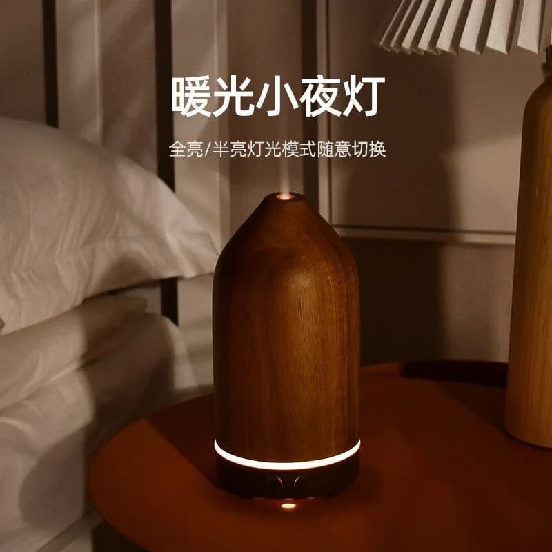 Diffusore di Aromi a Ultrasuoni in Legno Massello per Ufficio e Casa, Umidificatore Silenzioso