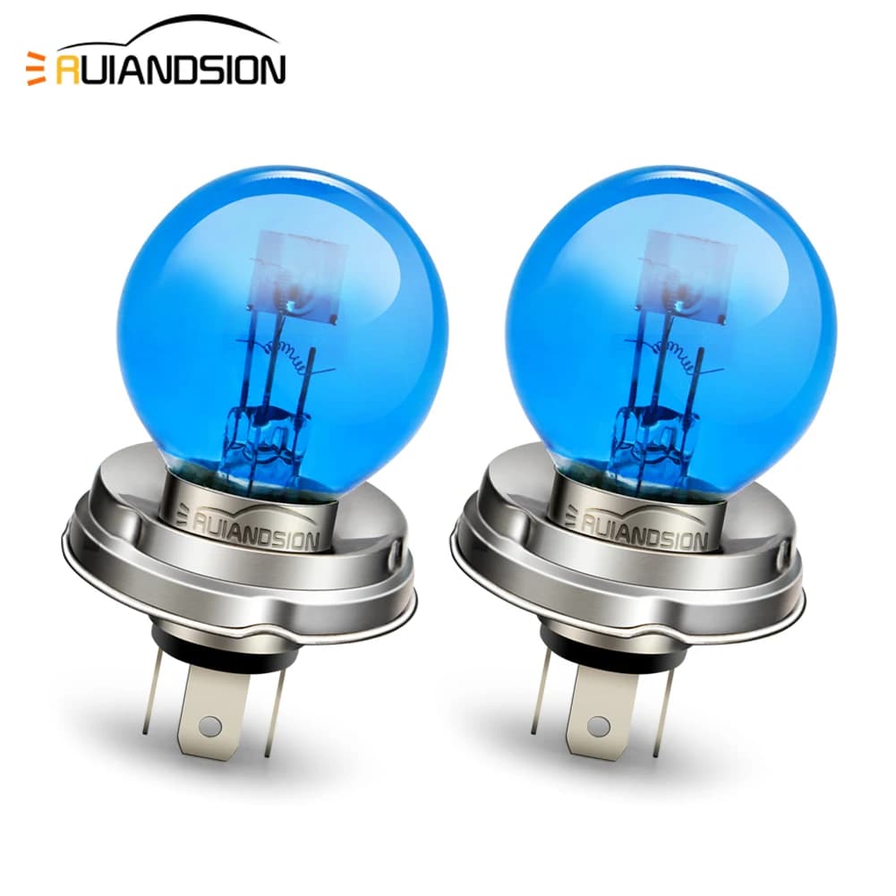 2Pcs P45T H4 R2 Motorcycle Halogen Headlight Lamp 6V 40W 45W 4300K Power Bixenon Beam Fit Moped Scooter ATV UTV Replacement Bulb