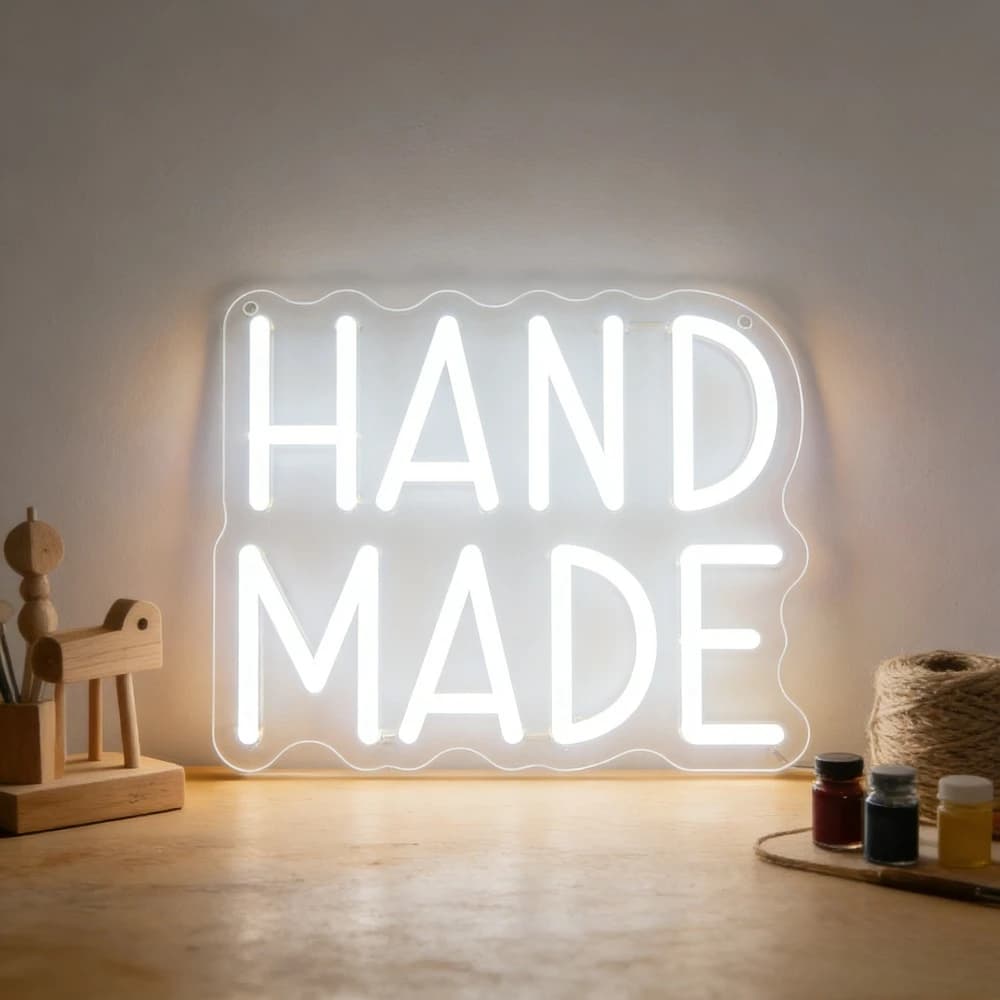 Insegna al Neon LED Artigianale, Decorazione per Casa e Studio, Luce Bianca Calda, Illuminazione da Parete, Regalo per Appassionati di Fai-da-Te, Atmosfera Unica