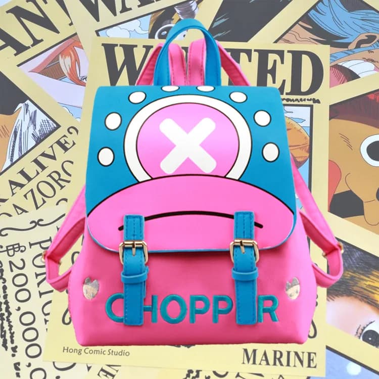 One Piece Anime Figures periferiche Tony Tony Chopper PU zaino Cartoon Cosplay Leather School Bag bambini regali di festa giocattoli
