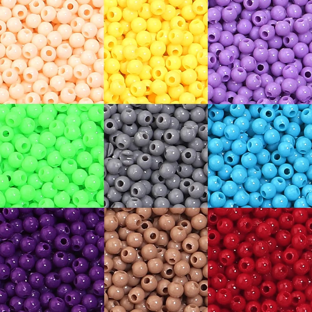 2000 Pezzi/Lotto Perline Acriliche 3mm Mini Rotonde Colorate Distanziatori per Creazione Gioielli Bracciali Collane Fai-da-Te Accessori Artigianali