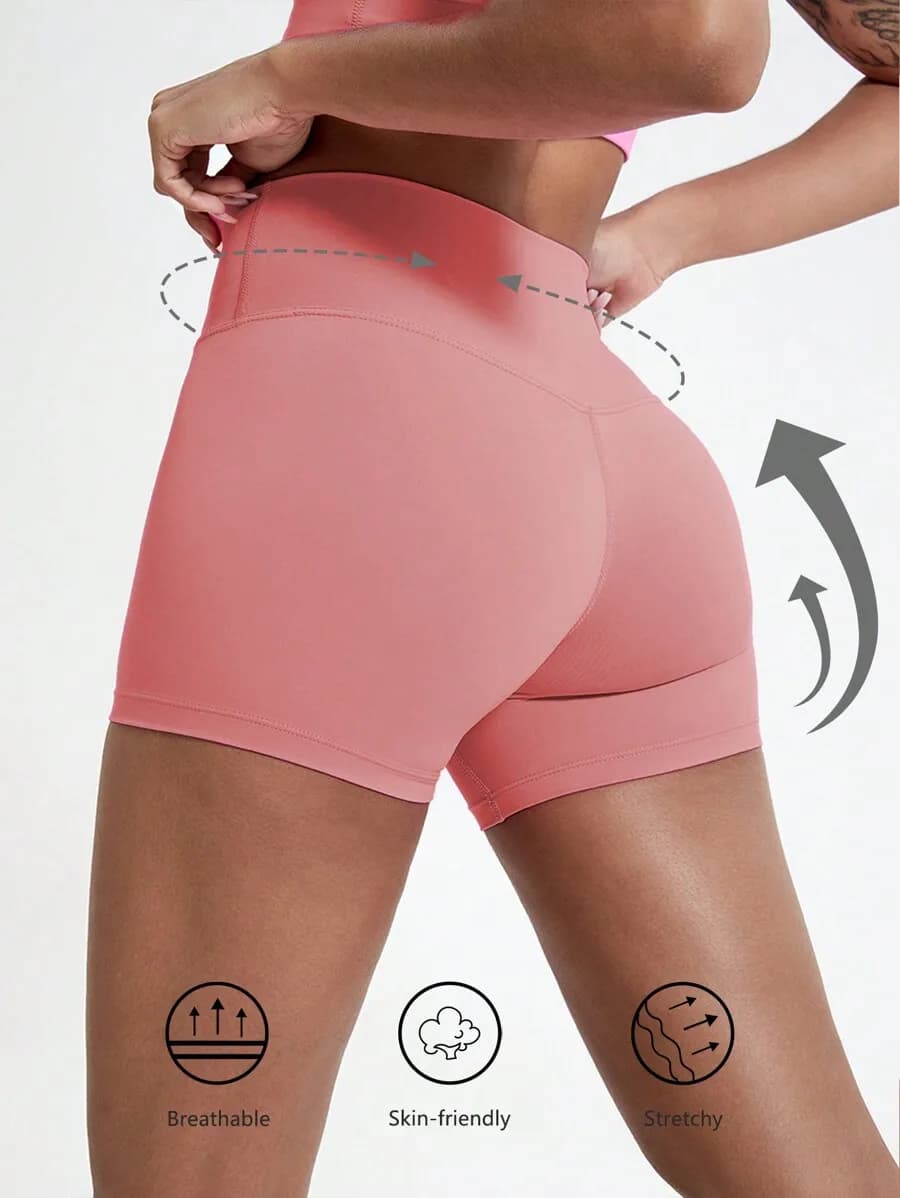 Pantaloncini da yoga a vita alta traspiranti per fitness all'aperto, corsa, ciclismo e sport