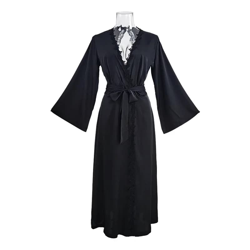 New sexy nightdress long-sleeved women's pajamas long-sleeved halter woman's satin loungewear 369