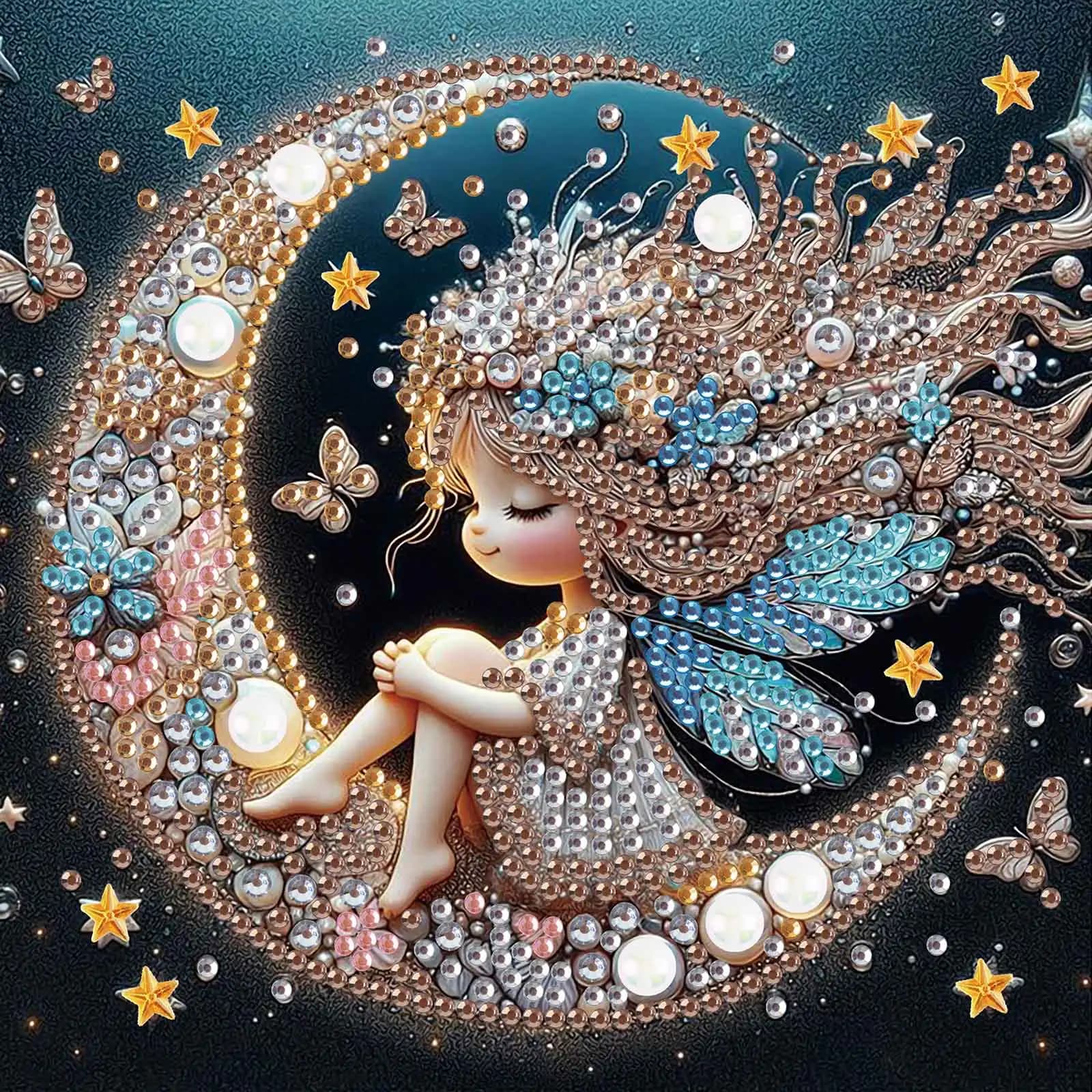 Kit Pittura Diamante a Forma Speciale Luna per Adulti Principianti, Kit Diamante a Forma Speciale per Decorazione Parete Casa Regalo