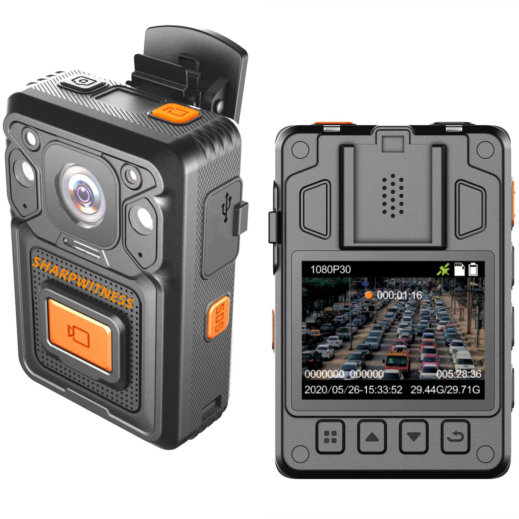 SHARPWITNESS 1440P 4G Body Worn Camera GPS Video Recorder Front Big Recoriding Button Night Vision Police DVR