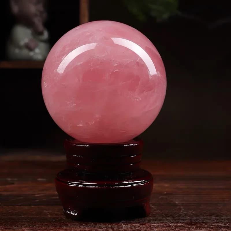 Sfera di cristallo rosa naturale di alta qualità in stile bohémien, adatta per accessori da scrivania, regali di inaugurazione casa, collezione di cristalli