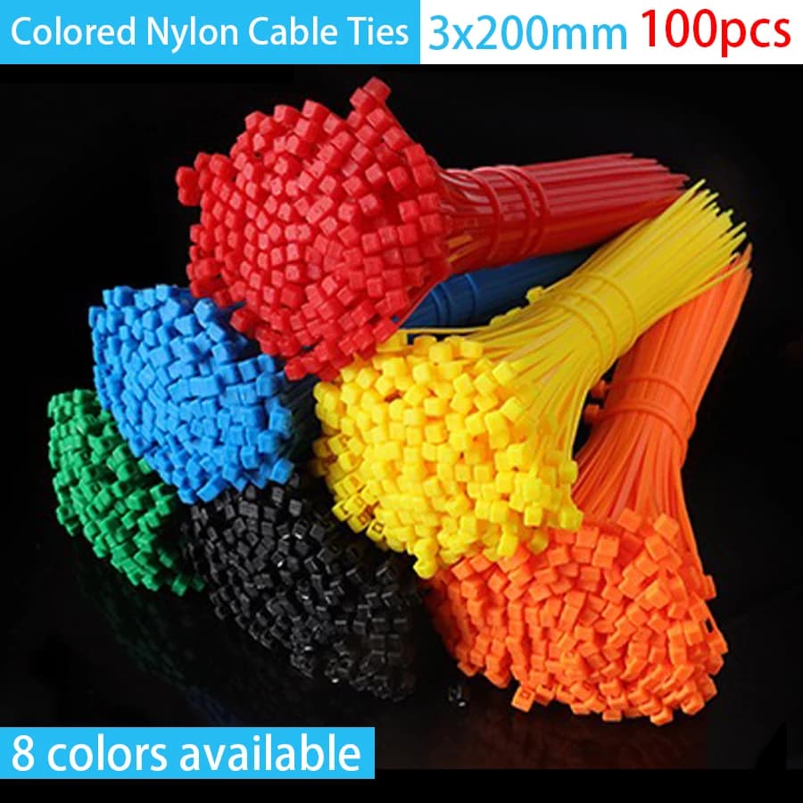 100 fascette stringicavo in nylon colorate, autobloccanti, in plastica, per fissaggio cavi, utensili domestici, pratiche e veloci, disponibili in 8 colori