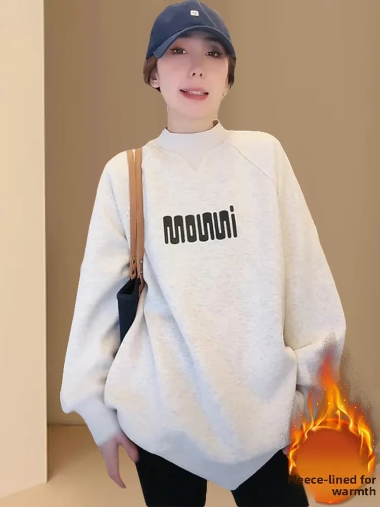 Felpa con cappuccio da donna in pile ispessito con stampa di lettere, stile coreano, abbigliamento sportivo invernale, top unico e bellissimo