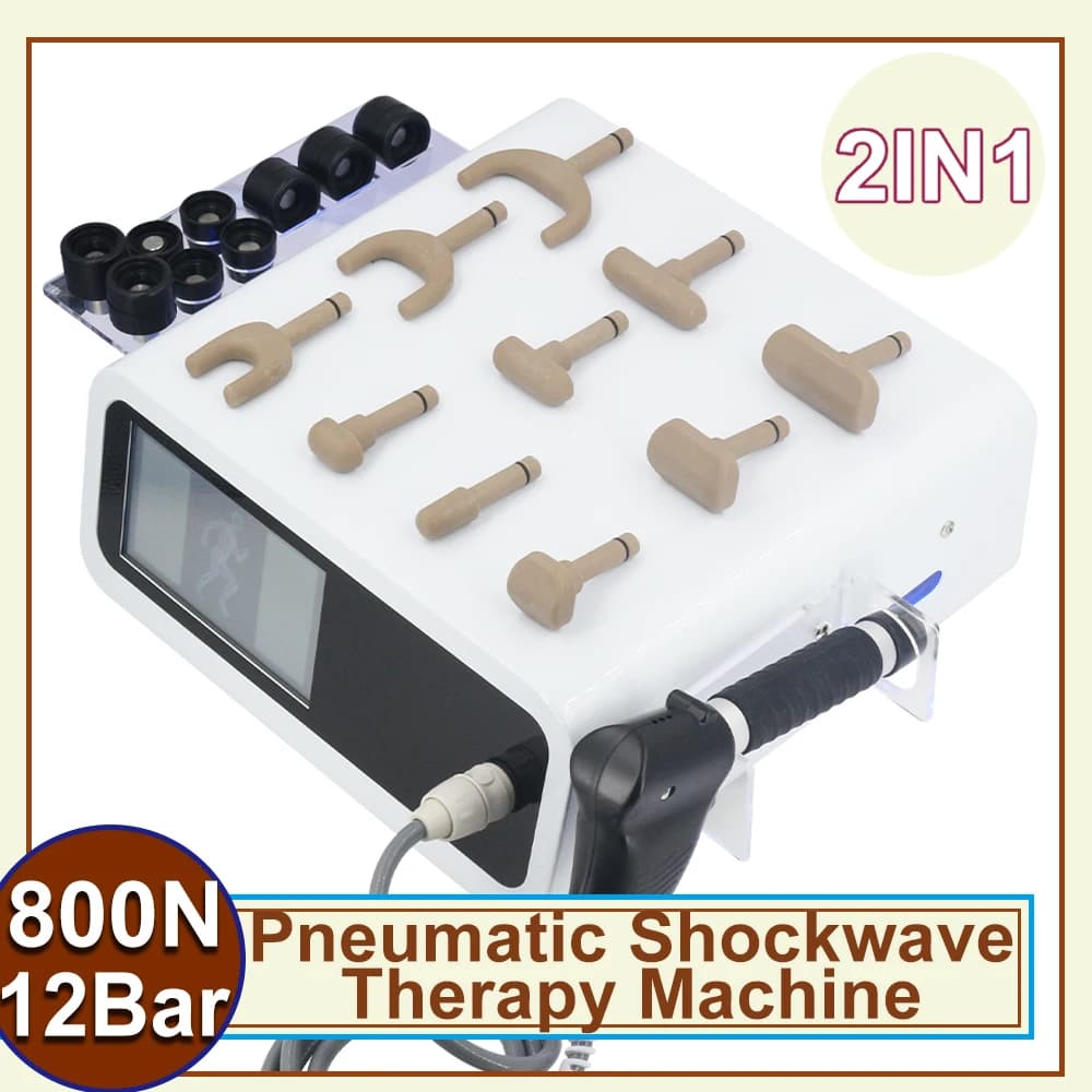12 bar air shock wave therapy machine for treating erectile dysfunction, pain alleviation, chiropractic gun 2 in 1, shock wave body massager