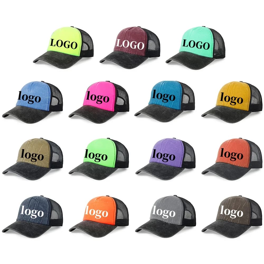 Men's Washed Foam Baseball Caps 5 Panels Solid Color Embroidery Custom Logo Empty Truck Hats Vintage Summer Gorra