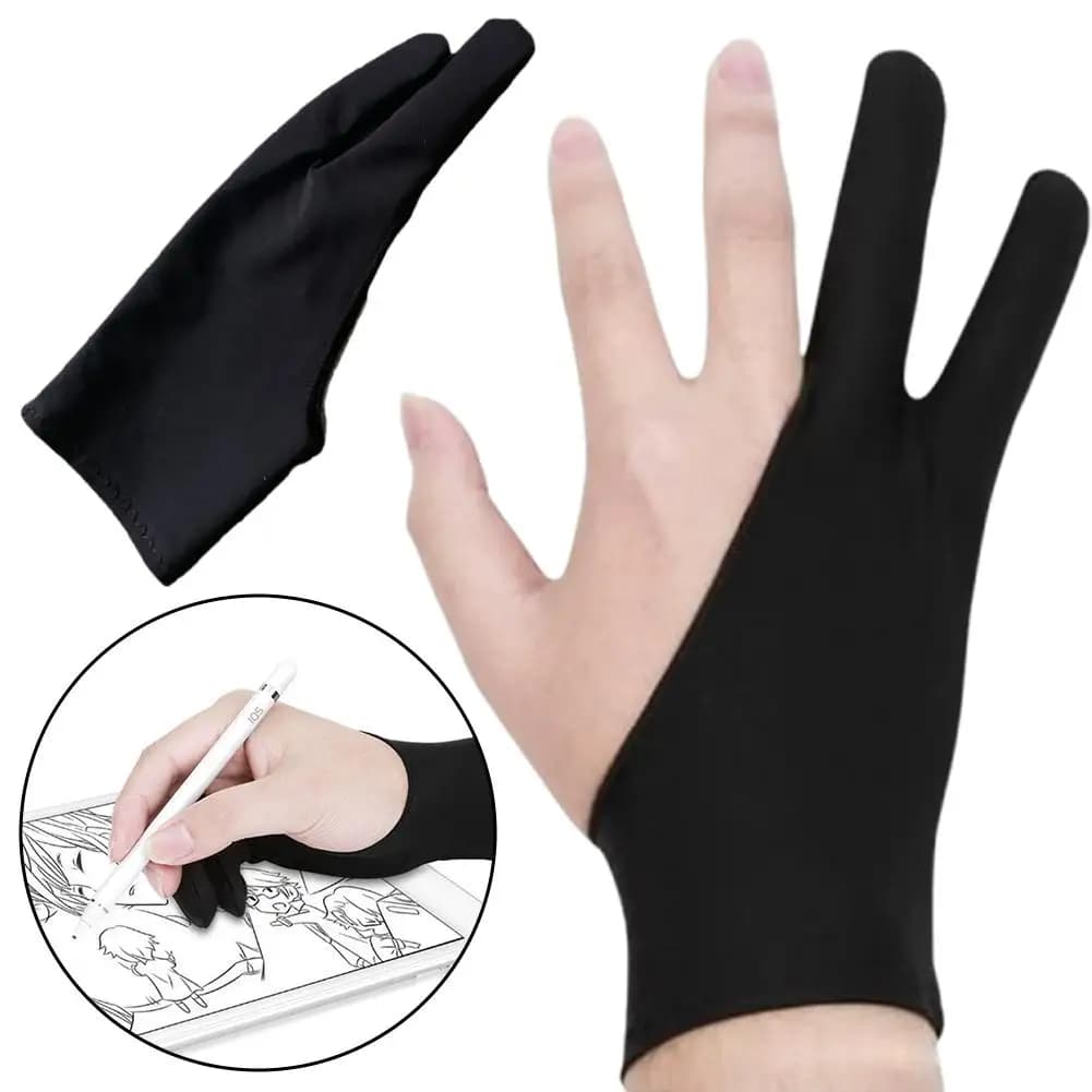 2-Finger Artist Glove for Drawing Tablet Anti-Touch Screen Palm Rejection Art Gloves for iPad Digital Board Oil Painting S M L