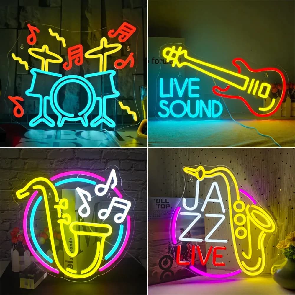 Sassofono jazz Insegna al neon a led Luci dimmerabili Musica dal vivo Decorazione da parete Insegne artistiche Decorazione della stanza Studio Bar Club Party Insegna luminosa