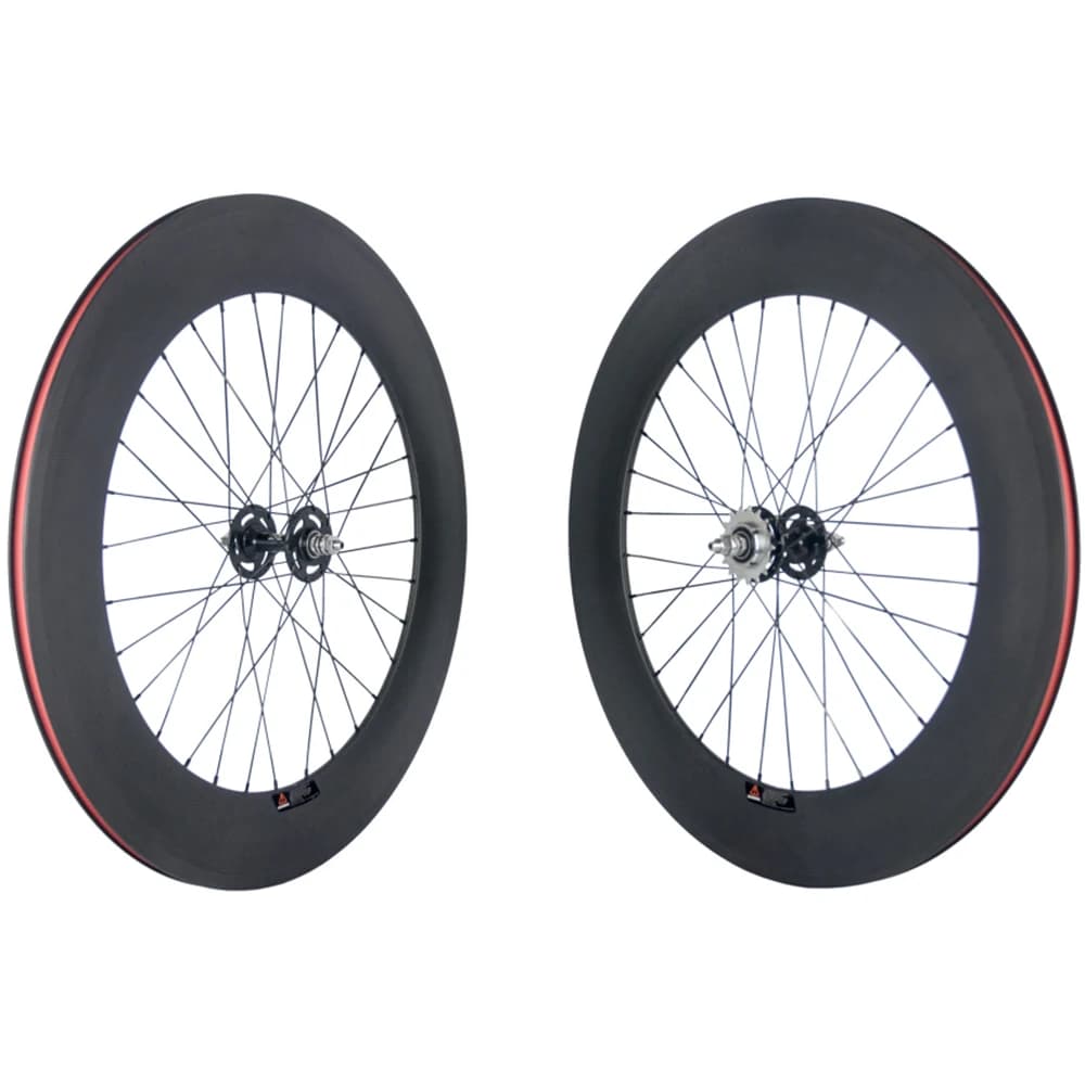 Le ruote a scatto fisse opache per copertoncino 88mm 3k hanno un mozzo 165-166 per bici da pista 700C con superficie frenante