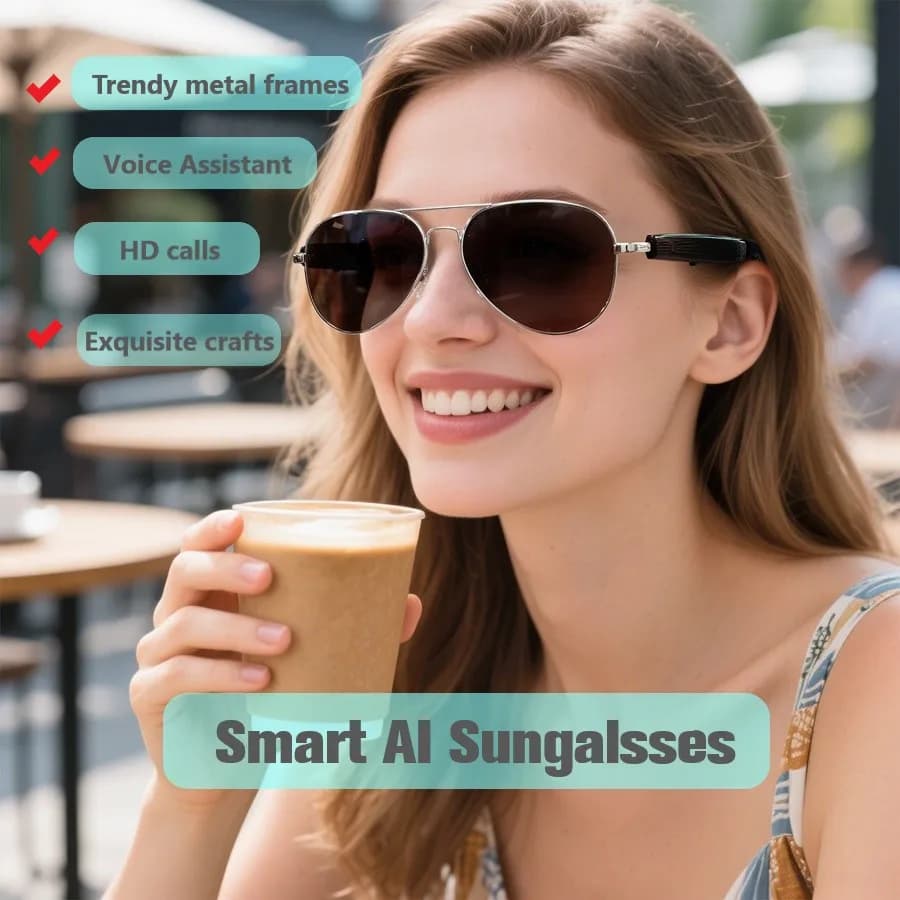Intelligent Sunglasses AI Portable Wireless Audio Glasses with AI Translation Musical Reproduction Smart Wearing Headphones