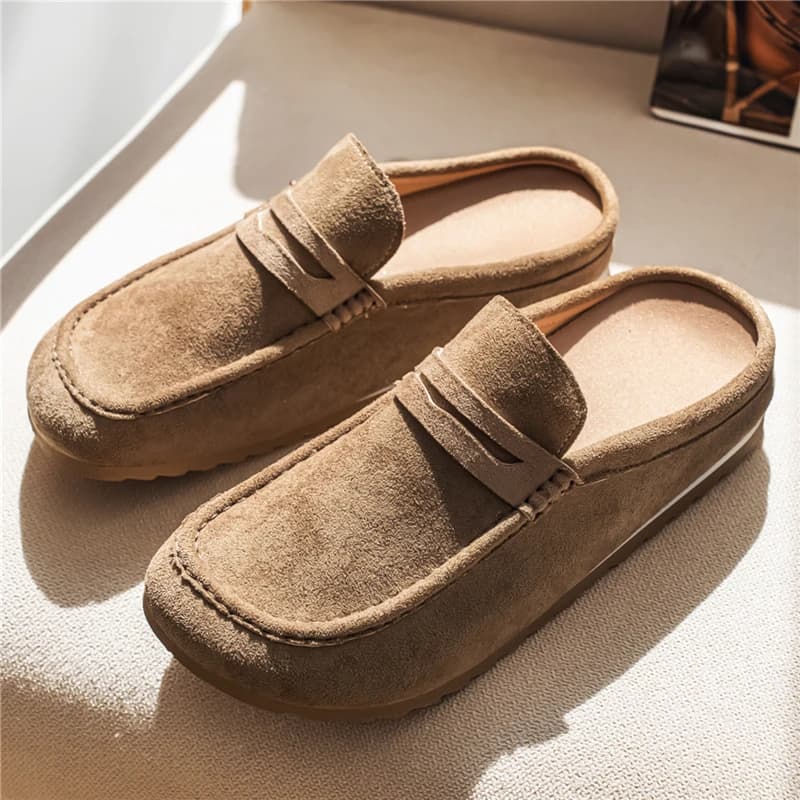 Scarpe da passeggio traspiranti da uomo, mocassini in pelle, mezza pantofole, slip-on, scarpe da guida comode e alla moda, scarpe casual da uomo
