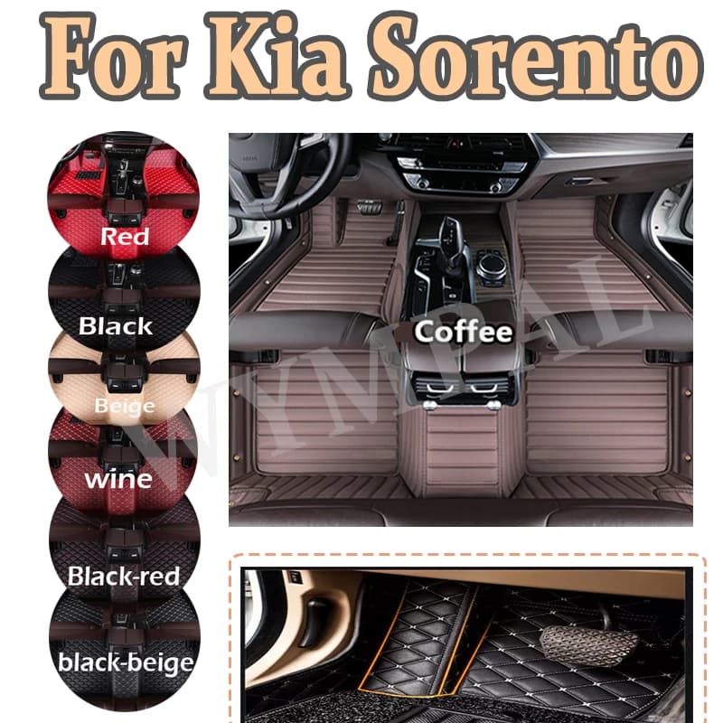 Luxury Custom Car Mats for Kia Sorento 2006 2007 2008 Auto Automotive Women's Leather Car Mats Full Cover