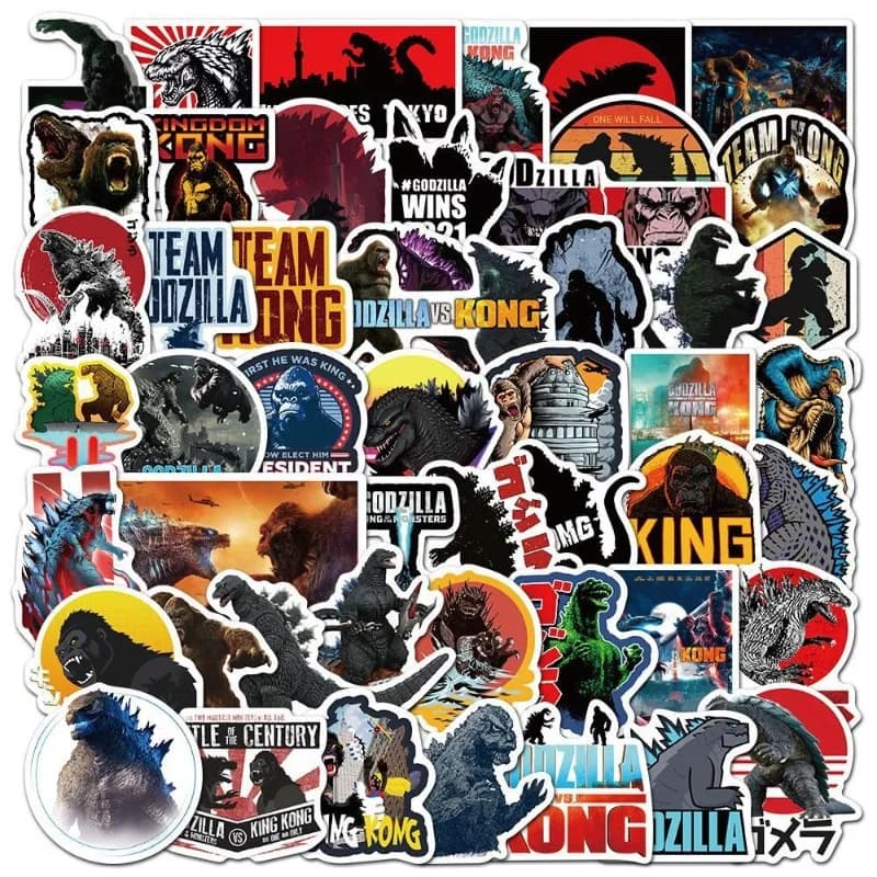 Set da 50 Adesivi Graffiti Impermeabili Godzilla Vs. King Kong per Valigie, Scooter, Laptop - Regali per le Vacanze
