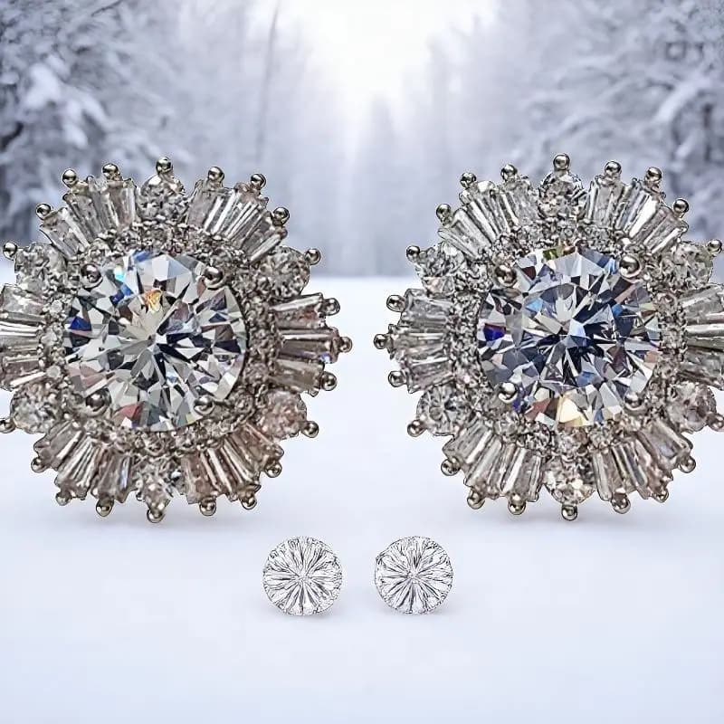 Orecchini di lusso semplici e brillanti con zirconi intarsiati a fiocco di neve, regali per ragazze squisiti per tutti i giorni, accessori di gioielleria alla moda