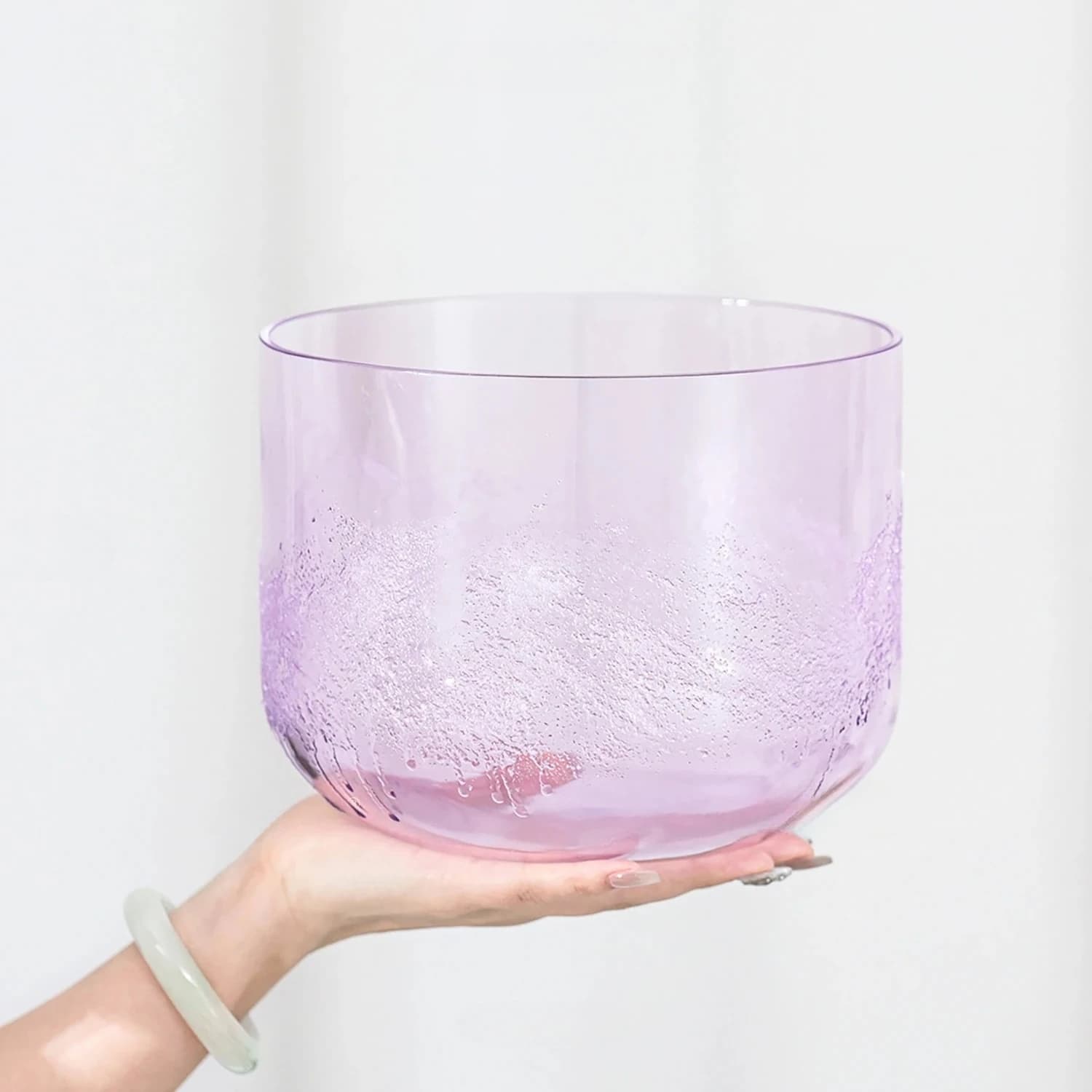 7 Inch Amethyst with Design Clear Alchemy Quartz Crystal Singing Bowl for Meditation and Sound Healing with Mallet