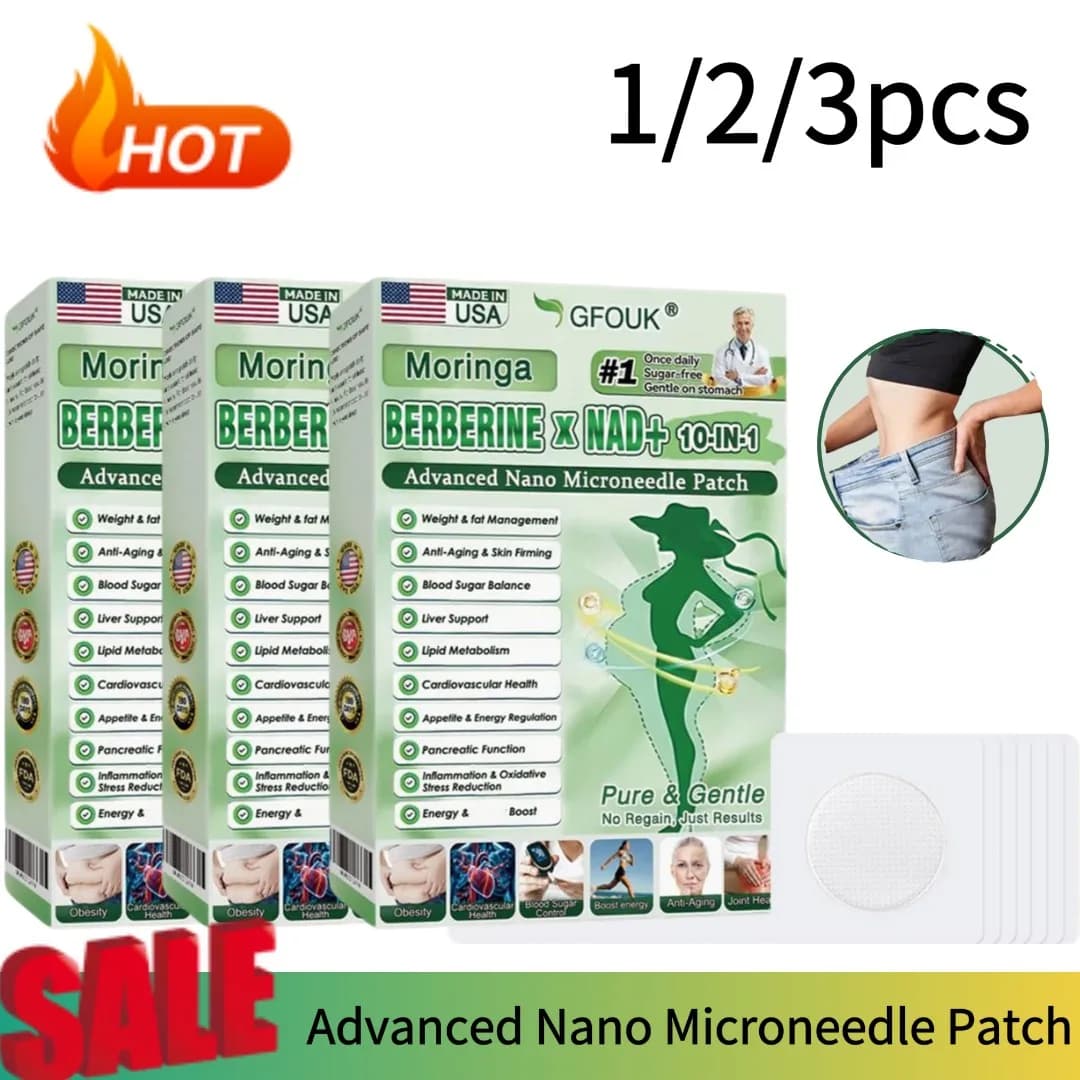 Portable 10-in-1 Berberine x NAD+ Patches Weight Management Nano Microneedle Sticker Daily Body Slimming Care Moisturizing Patch