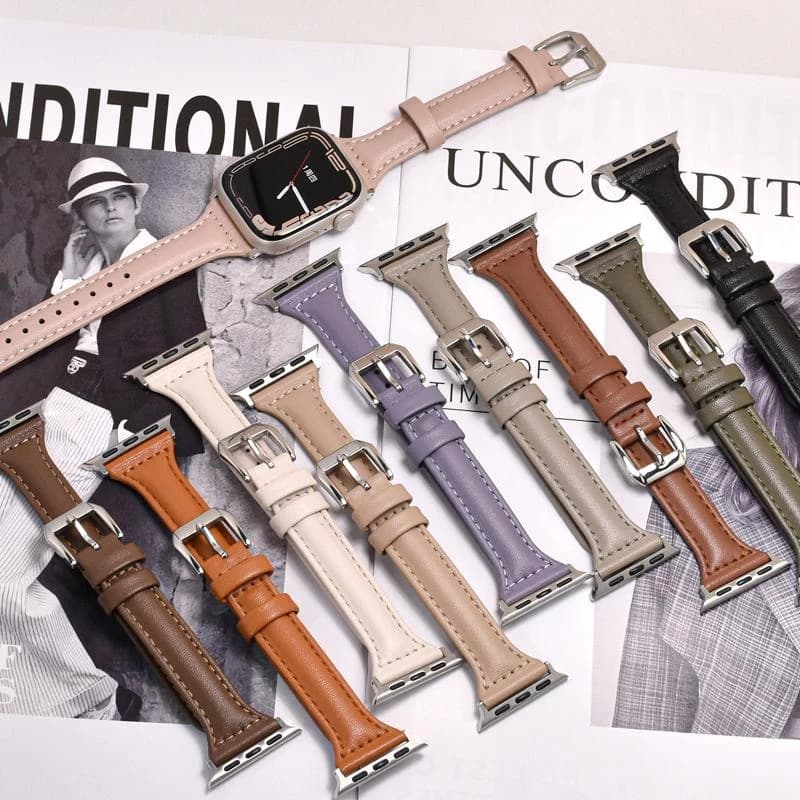 Cinturino in pelle sottile per cinturino Apple Watch 44mm 40mm 41mm 42mm 38mm 49 44 mm Bracciale apple watch 8 45mm cinturini Ultra 10 9 7 se 4 6