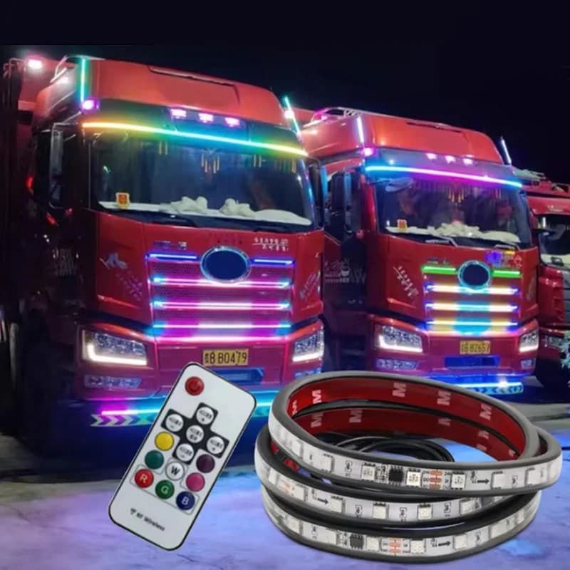 1.5M 2.4M Led Rgb avvertimento barra luminosa flessibilità faro impermeabile atmosfera striscia luminosa decorativa con telecomando 24V per camion