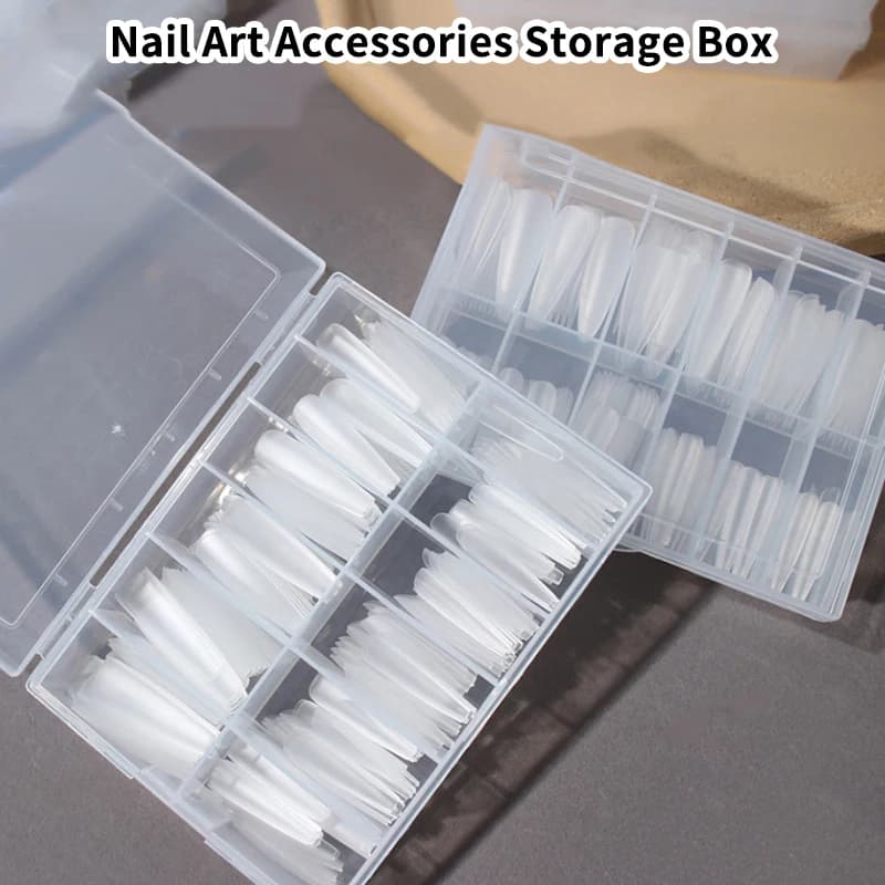1 pcs Transparent 12 compartments foil holder box for nails, jewelry, beads, gems, rhinestones, fake nail art tips - Plastic Organizer