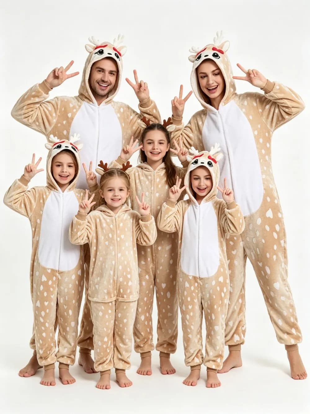 Halloween Cosplay Family Matching Pajamas Hooded Onesie Parent‑Child Jumpsuit Skeleton Clown Pumpkin Deer Unicorn Sleep Costume
