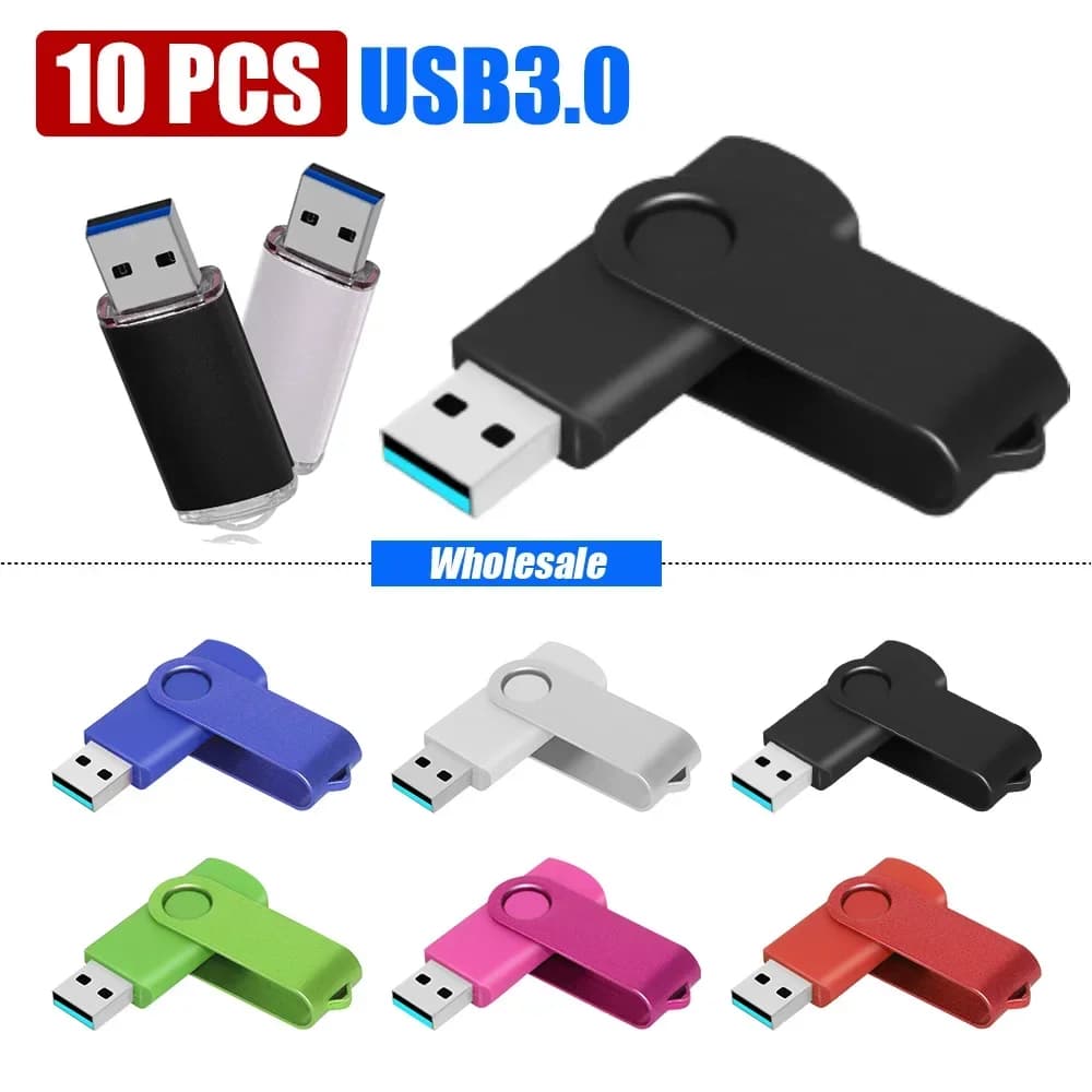 10 Pezzi Chiavetta USB 3.0 da 128GB, Pen Drive 8GB 16GB, Memoria USB 32GB 64GB, Personalizzazione Gratuita con LOGO Personalizzato