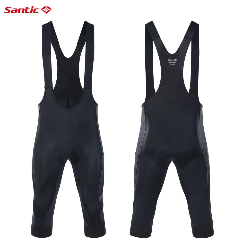 Santic Pantaloncini da ciclismo estivi da uomo grandi pantaloncini da bicicletta traspiranti MTB 3/4 pantaloncini con bretelle italiani cuscino ammortizzante pantaloni da bici WM24C051