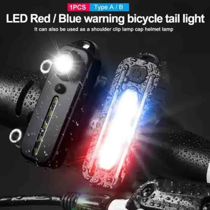 LED Red and Blue Flashing Bike Warn Shoulder Police Light with Clip USB Rechargeable Flashlights Warning Portable Safety Torch