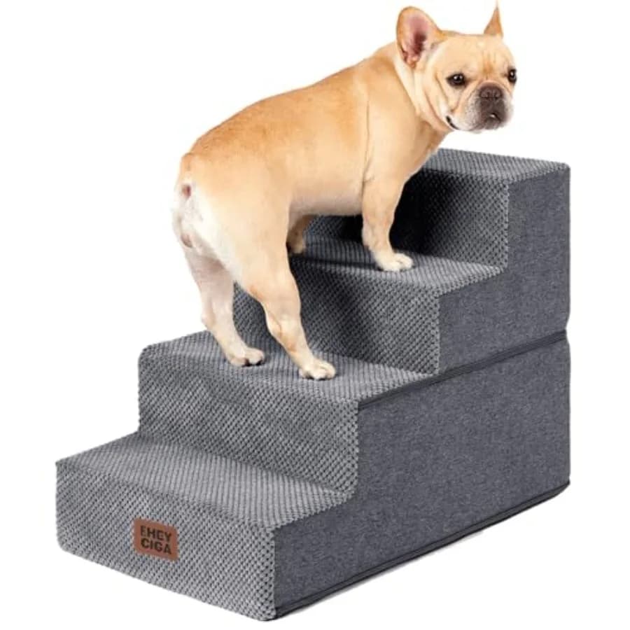 Scaletta per Cani da Letto 18" H - Gradini per Cani per Letti Alti, Scalini Antiscivolo Bilanciati per Cani di Piccola Taglia e Gatti, Rampa per Animali Domestici da Interno
