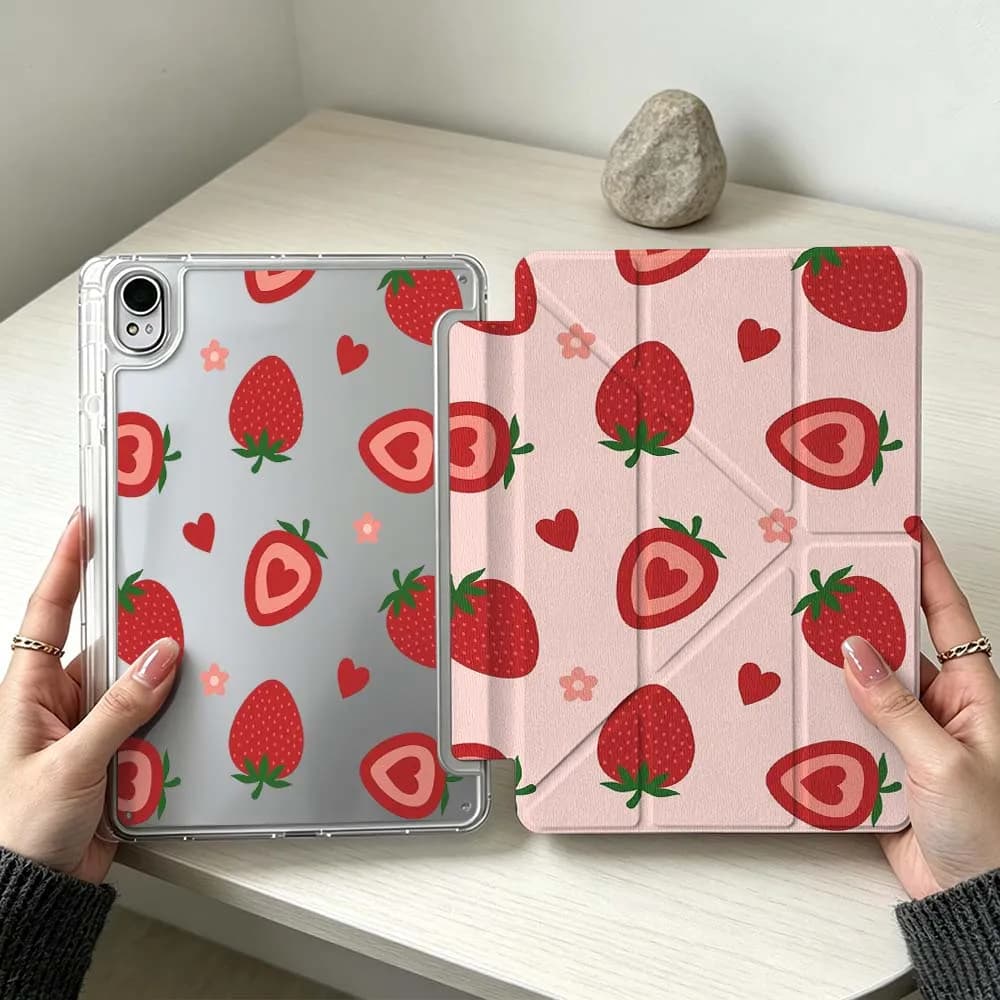 Cartoon Strawberry Heart For Huawei MatePad Pro SE Air 12X Honor Pad 9 V9 GT X9a X9 Foldable 3Y Tablet Case Soft